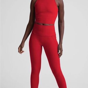 Spacedye Out Of Pocket High Waisted Midi Legging in Red